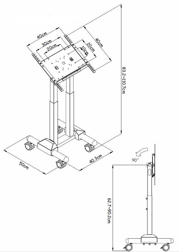 Cotytech 32" to 56&rdquo; Touch Screen Stand - Mobile & Adjustable