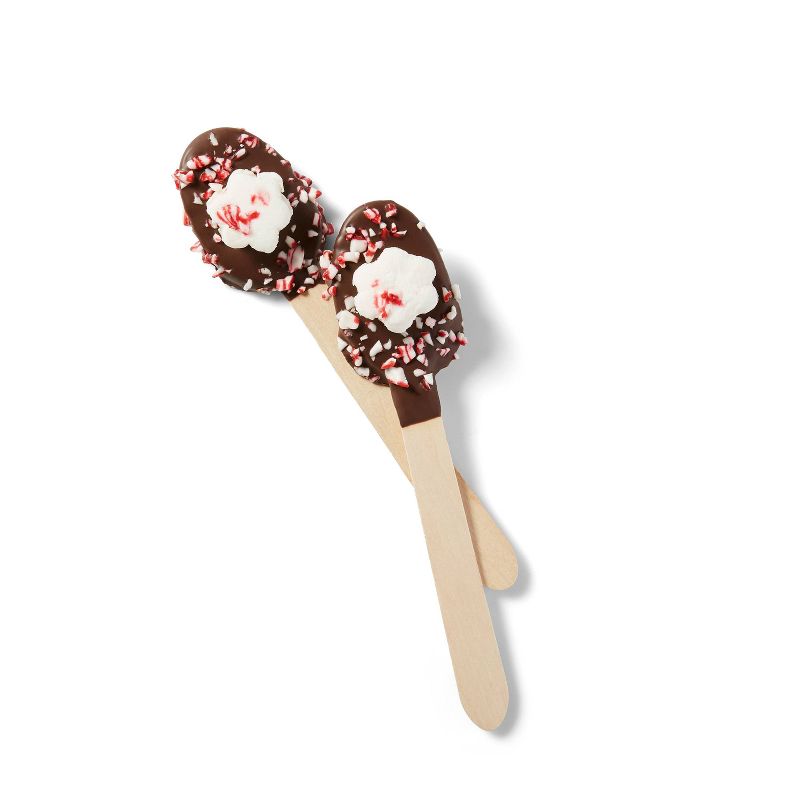 Holiday Dark Chocolate Dipped Hot Cocoa Spoons with Peppermint & Marshmallow Topping - 1.6oz - Wondershop™