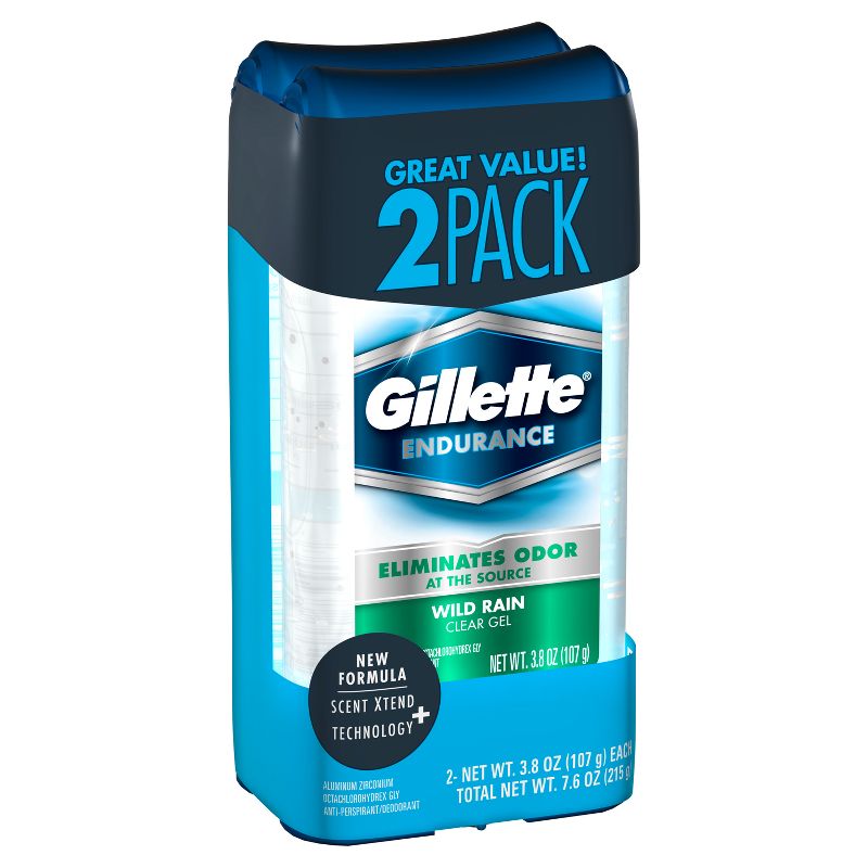 Gillette Wild Rain Clear Gel Men's Antiperspirant & Deodorant Twin Pack - 7.6oz