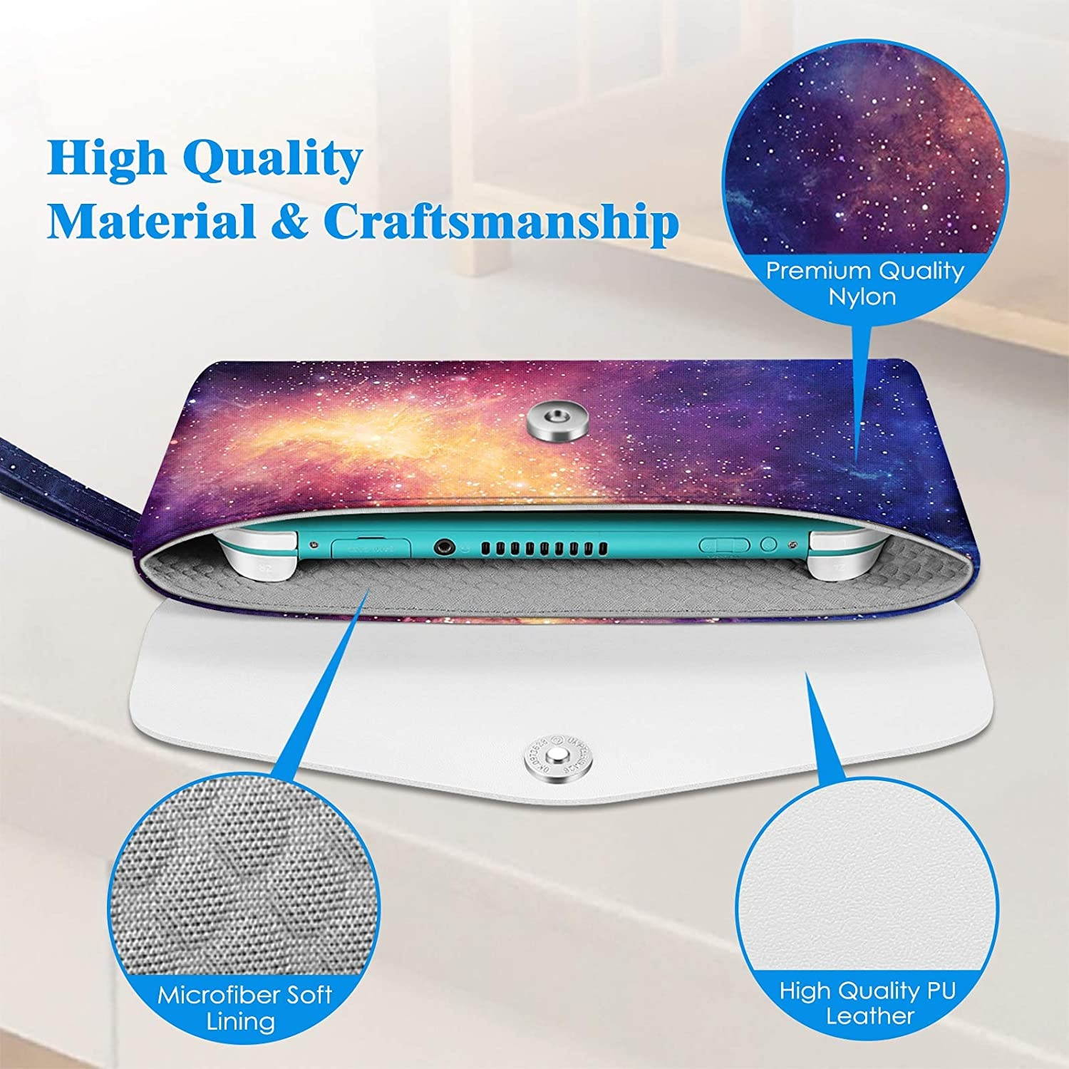 Fintie Carry Case for Nintendo Switch Lite 2019 - Portable Travel Bag Protective Sleeve Pouch w/Side Pocket, Game Card Slots, Holding Strap for Nintendo Switch Lite and Accessories, Galaxy