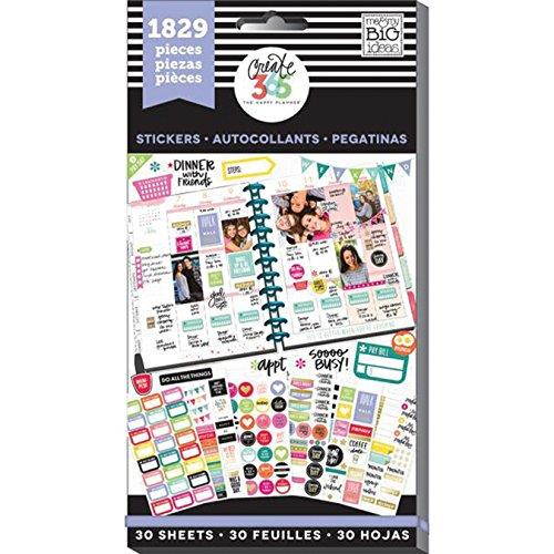 me & my BIG ideas PPSV-01 Create 365 The Happy Planner Sticker Value Pack, Planner Basics, 1829 Stickers