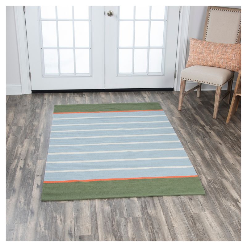 Green Multi Stripe Loomed Area Rug 4'X6' - Rizzy Home