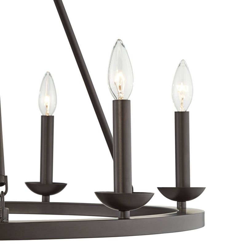 Franklin Iron Works Bronze Wagon Wheel Chandelier 27" Wide Farmhouse 6-Light Fixture for Dining Room House Foyer Kitchen Entryway