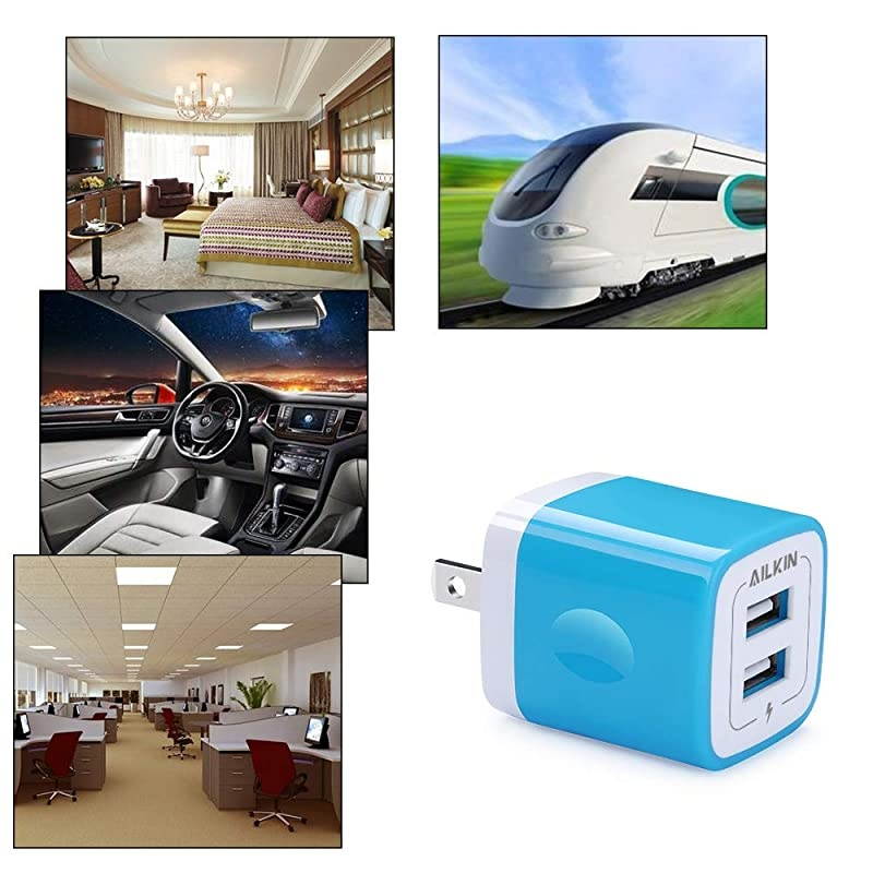 USB Wall Charger  3Pack 21A Dual Port USB Plug Power Adapter Charging Cube Replacement for iPhone X 876 Plus SE5S4SiPad iPod Samsung Android Phone and Other Charger Brick PlugBlue