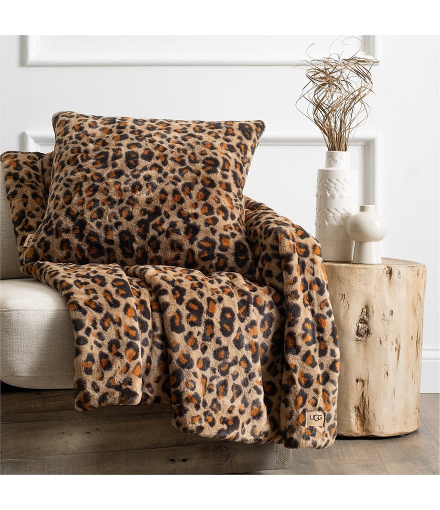 UGG Juno Leopard Faux Fur Throw