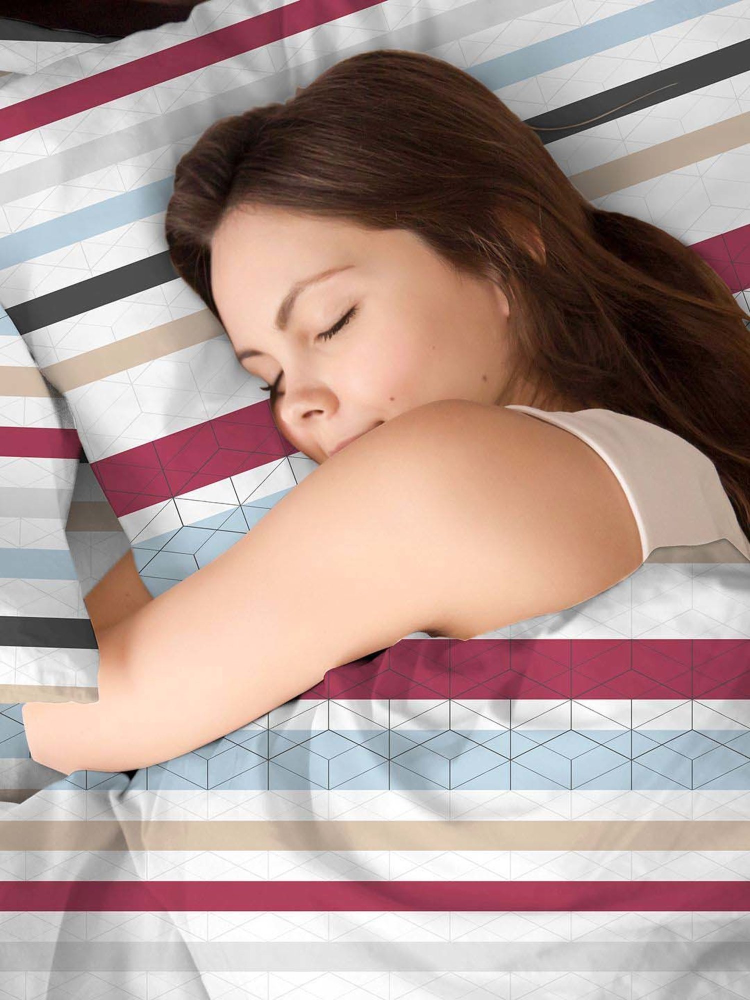 Layers Cotton Plus Multicolor Cotton Blend 120 TC Single Size Bed Sheet with Pillow Cover