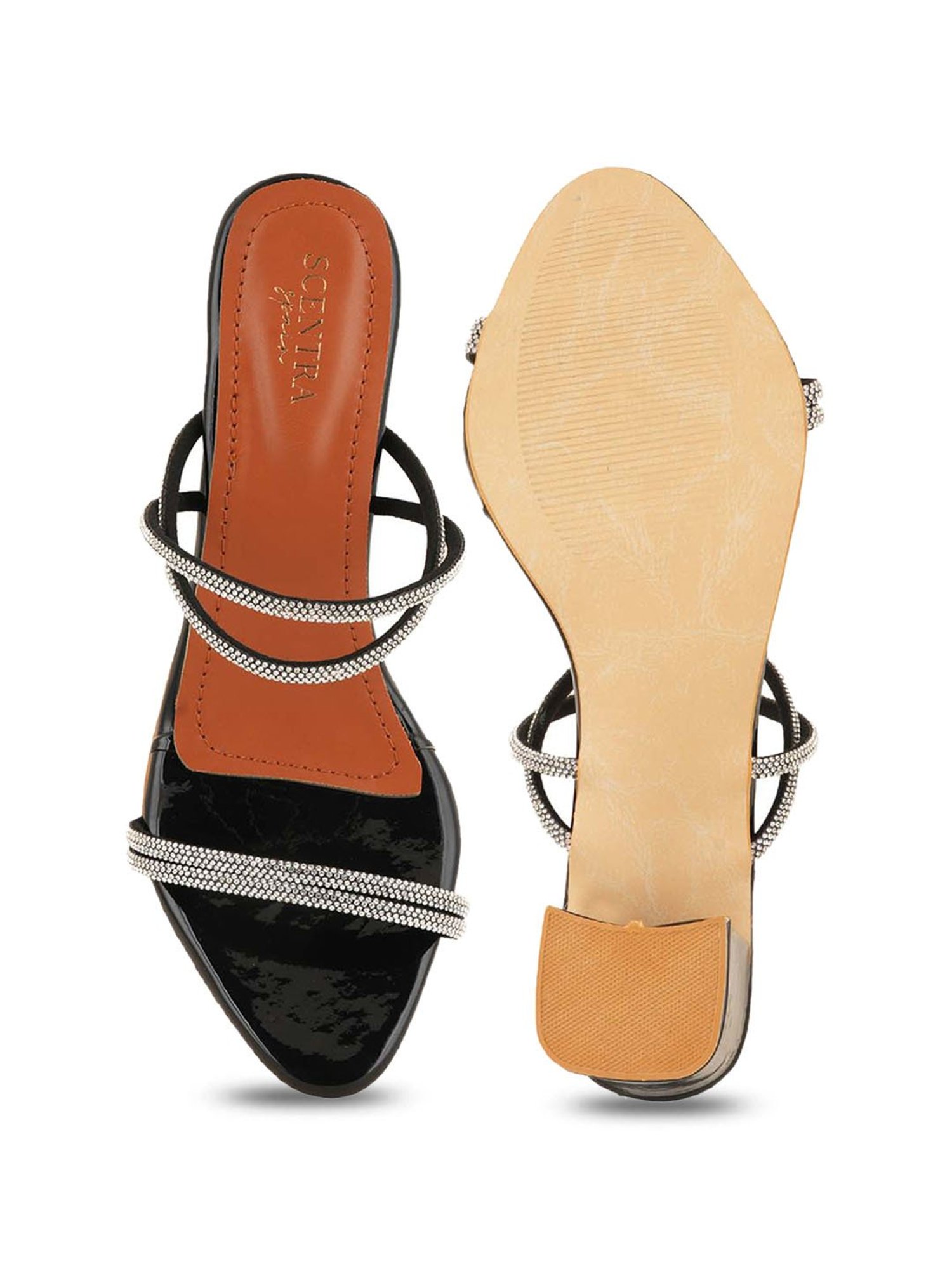 Scentra Women's Black Casual Sandals