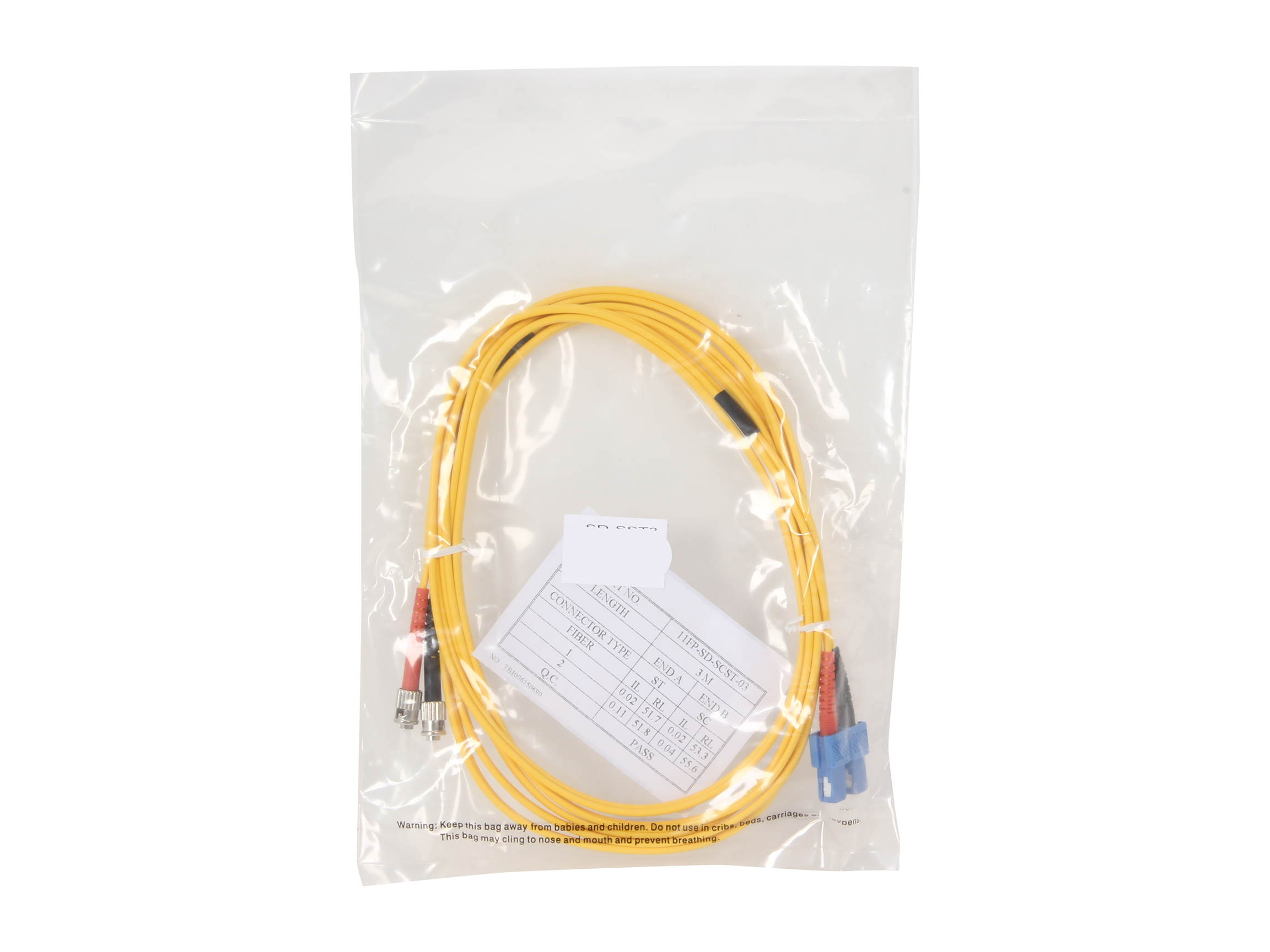BYTECC SD-SST3 3m SD-SST SC to ST Duplex (2 Strand) Cable, Single Mode 9/125 Standard Zipcore