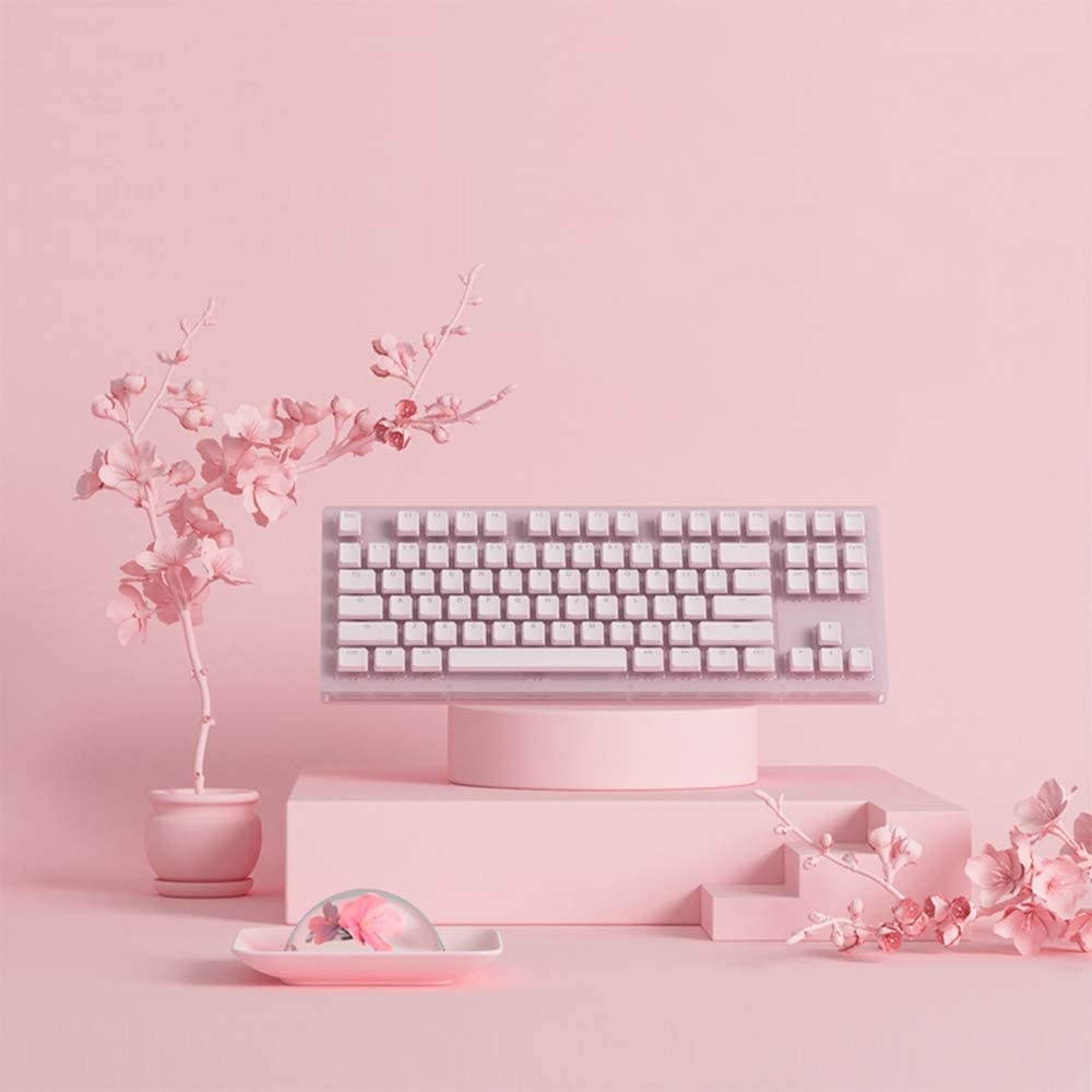 EPOMAKER AKKO Sakura 87 Keys RGB Wired Mechanical Keyboard with Acrylic Translucent Case, PBT Pudding Keycaps for Gaming/Mac/Win (Gateron Orange Switch, Sakura)