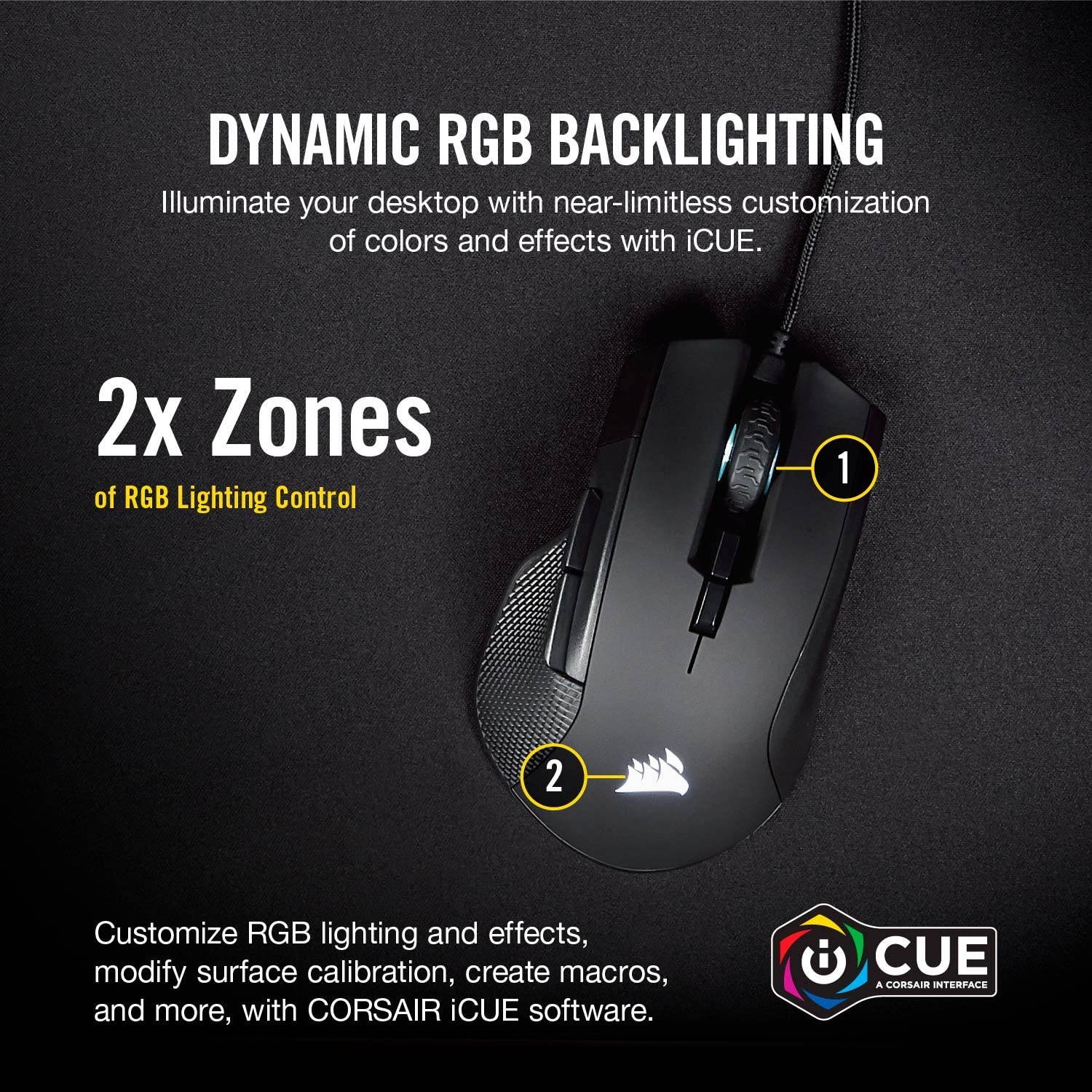 CORSAIR IRONCLAW RGB - FPS and MOBA Gaming Mouse - 18,000 DPI Optical Sensor - Backlit RGB LED, Black