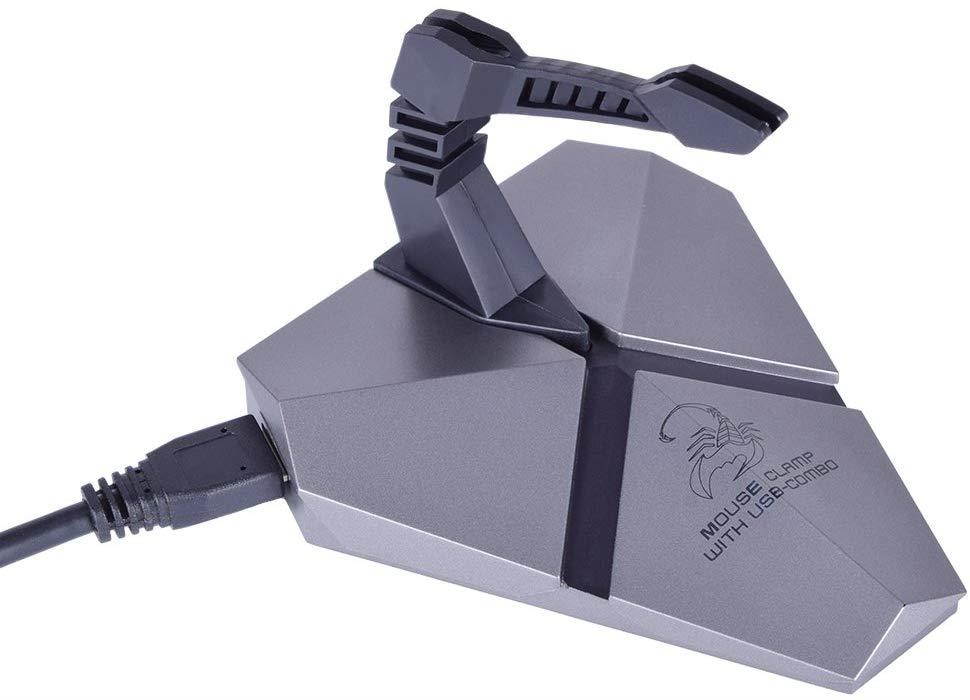 Gaming Mouse Bungee Cord Holder with 3-Ports USB 3.0 HUB,1 Micro SD Reader,Seven Changing Backlit,Fast Charging&High Speed,Cable Management & Increased Accuracy for Pro eSports &Competitive Games