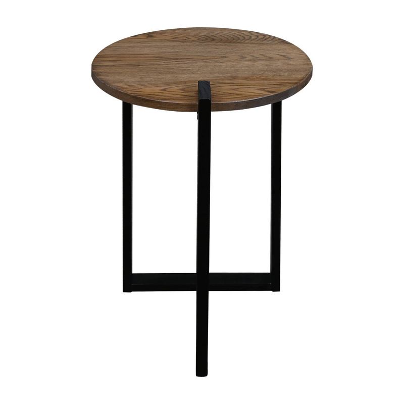 Contemporary Round End Table Gray/Black - Flora Home