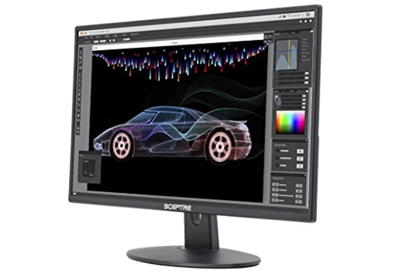 Sceptre E248W-19203R 24" Ultra Thin 75Hz 1080p LED Monitor 2x HDMI VGA Build-in Speakers, Metallic Black 2018 (E248W-19203R)