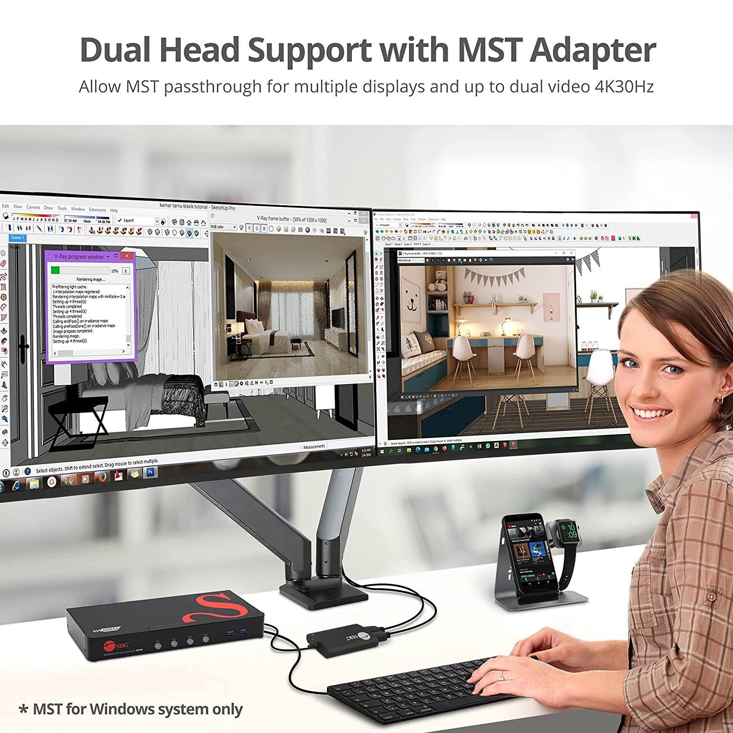 SIIG 4K DisplayPort 4-Port KVM Switch with Audio and Microphone, DP 1.2 4K60, USB 3.0 x4, USB 2.0 x2, Cables Included, Hotkey Control, TAA Compliant, ESD Protection, Metal housing (CE-DP0G11-S1)