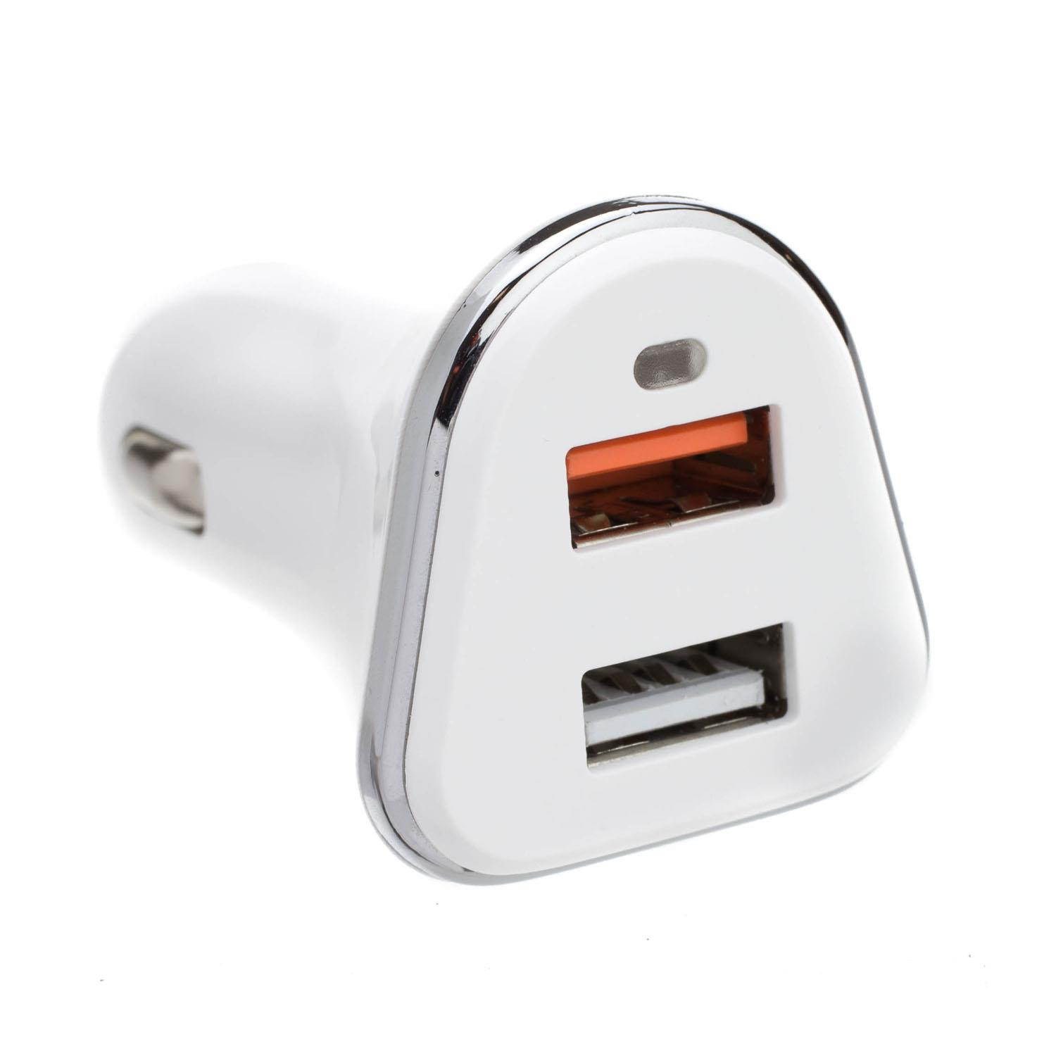 2 Port USB Car Charger, 2 x USB A, 5V 3A, Cigarette Lighter Plug, features Quick Charge v3.0