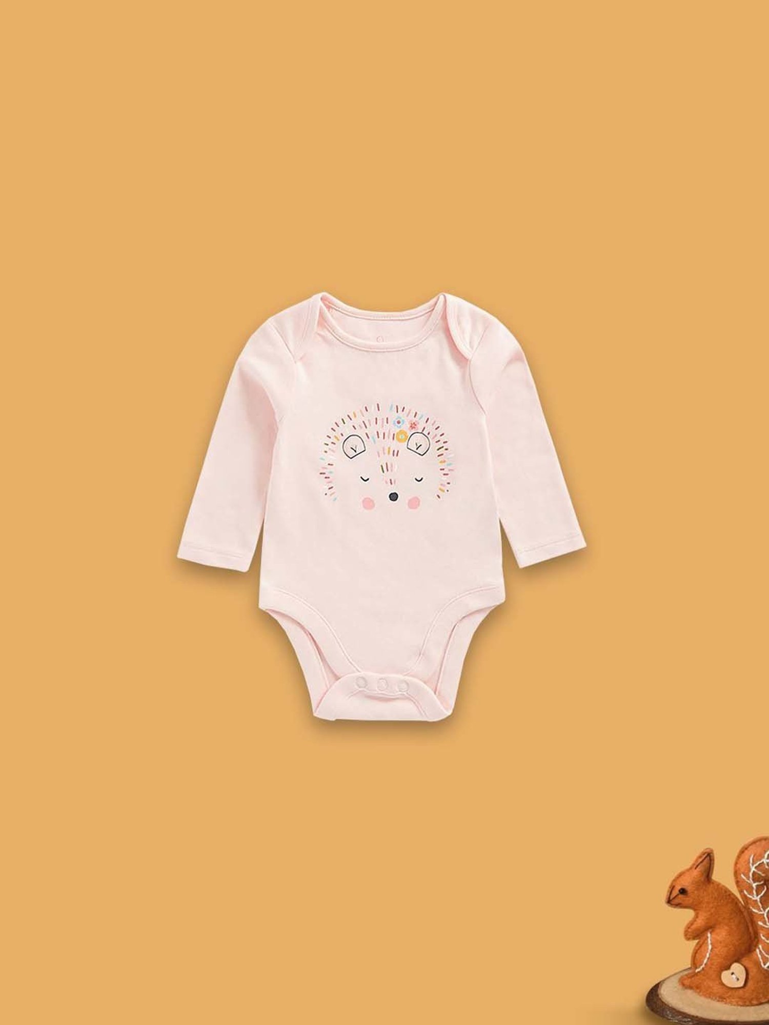 Mothercare Kids Pink Cotton Printed Full Sleeves Bodysuit