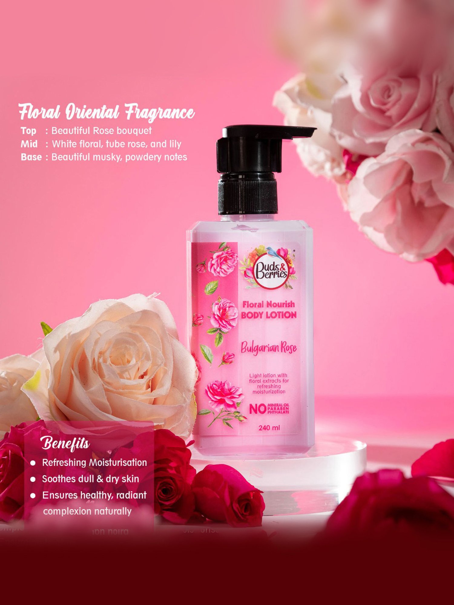 Buds & Berries Bulgarian Rose Floral Nourish Body Lotion - 240 ml