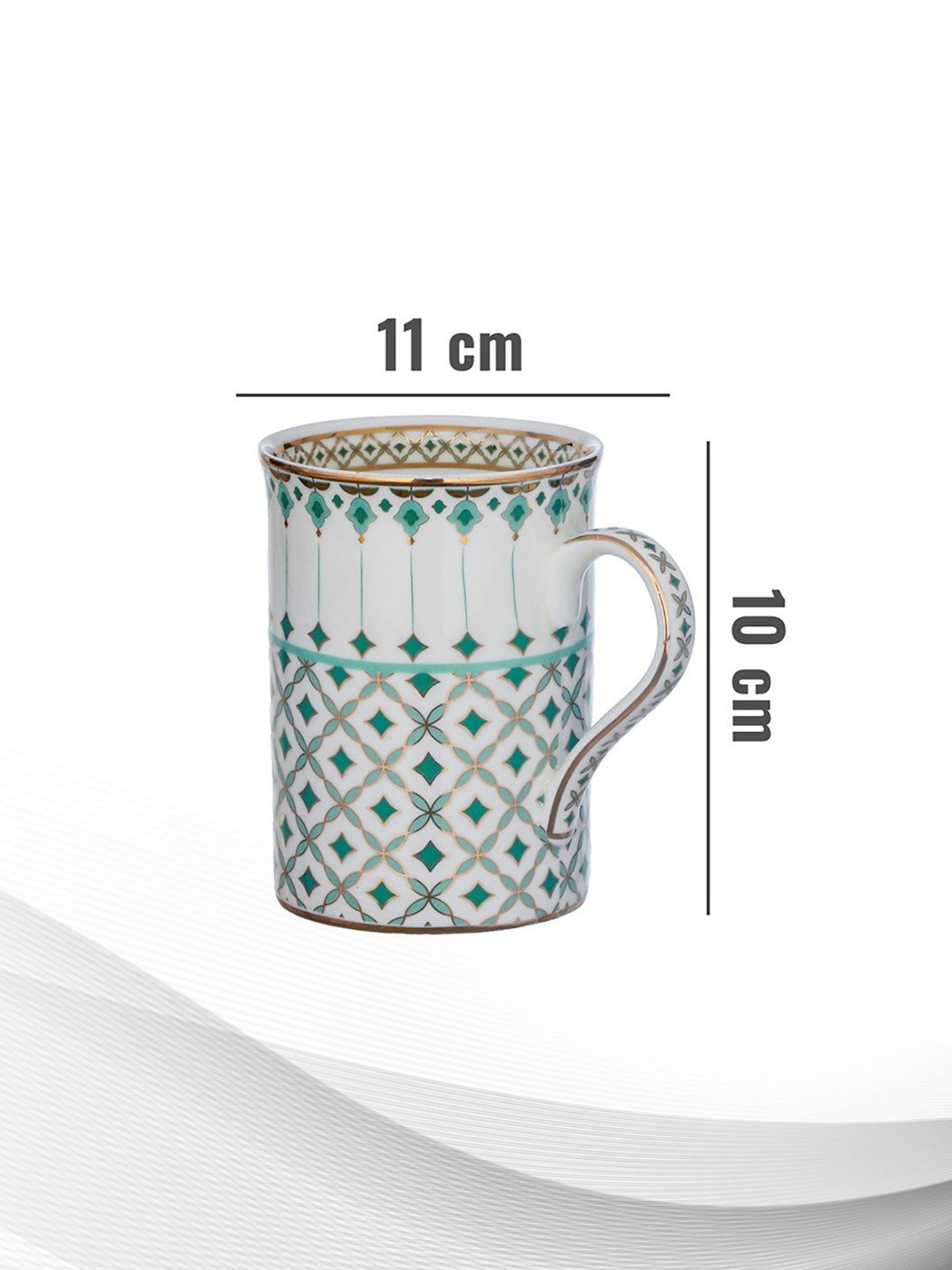 Trovea's Momentum 24K Gold Green Ceramic Mugs - Set of 2