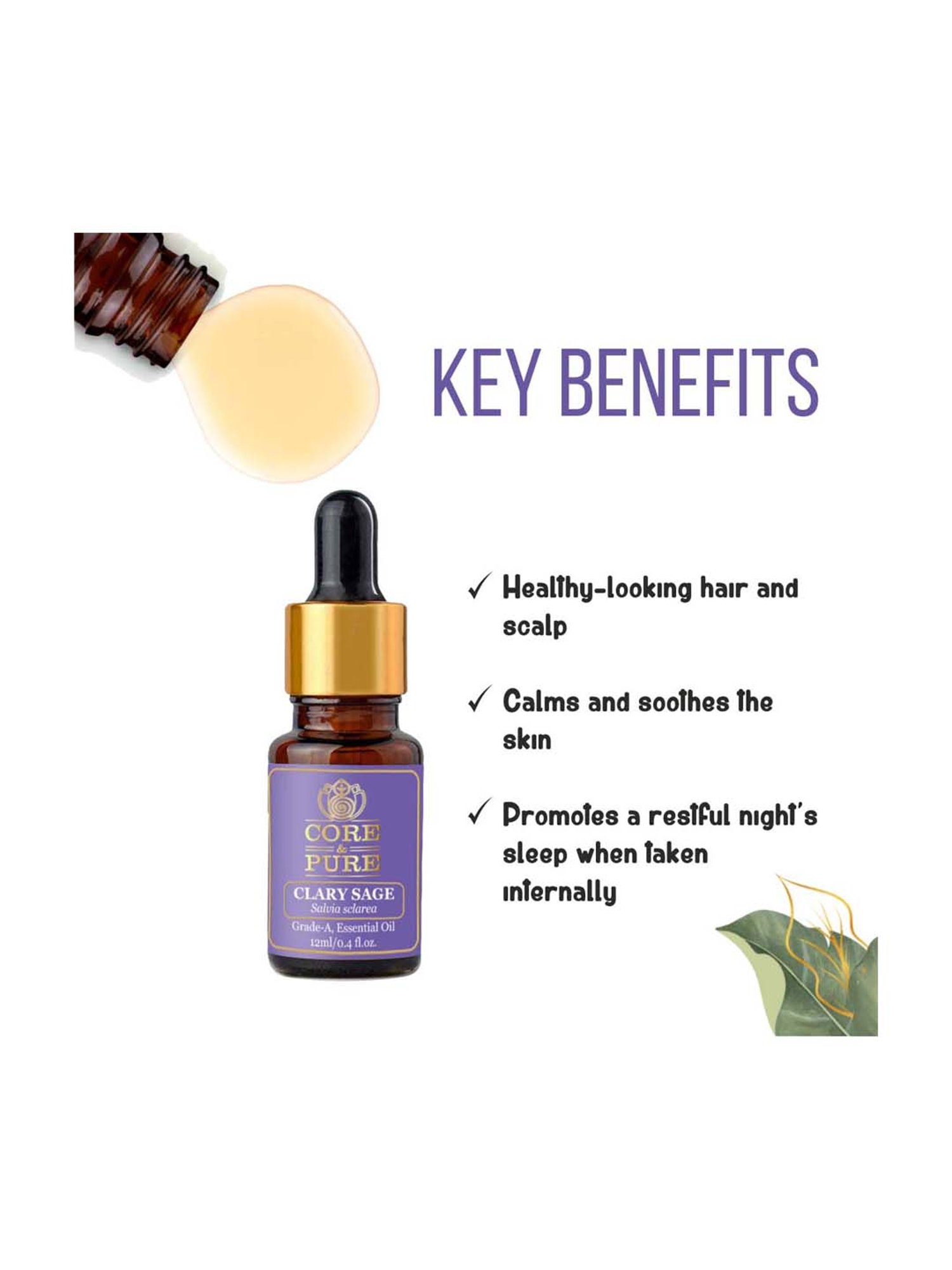 CORE & PURE Clary Sage Essential Oil - 12 ml