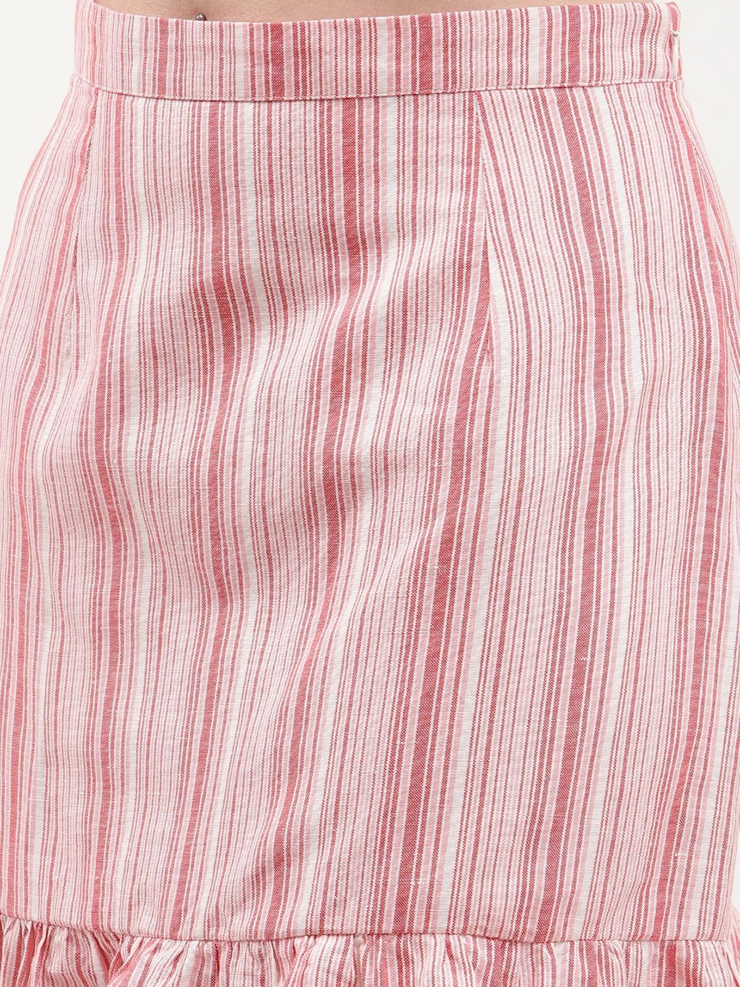 Elle Red & White Striped Skirt