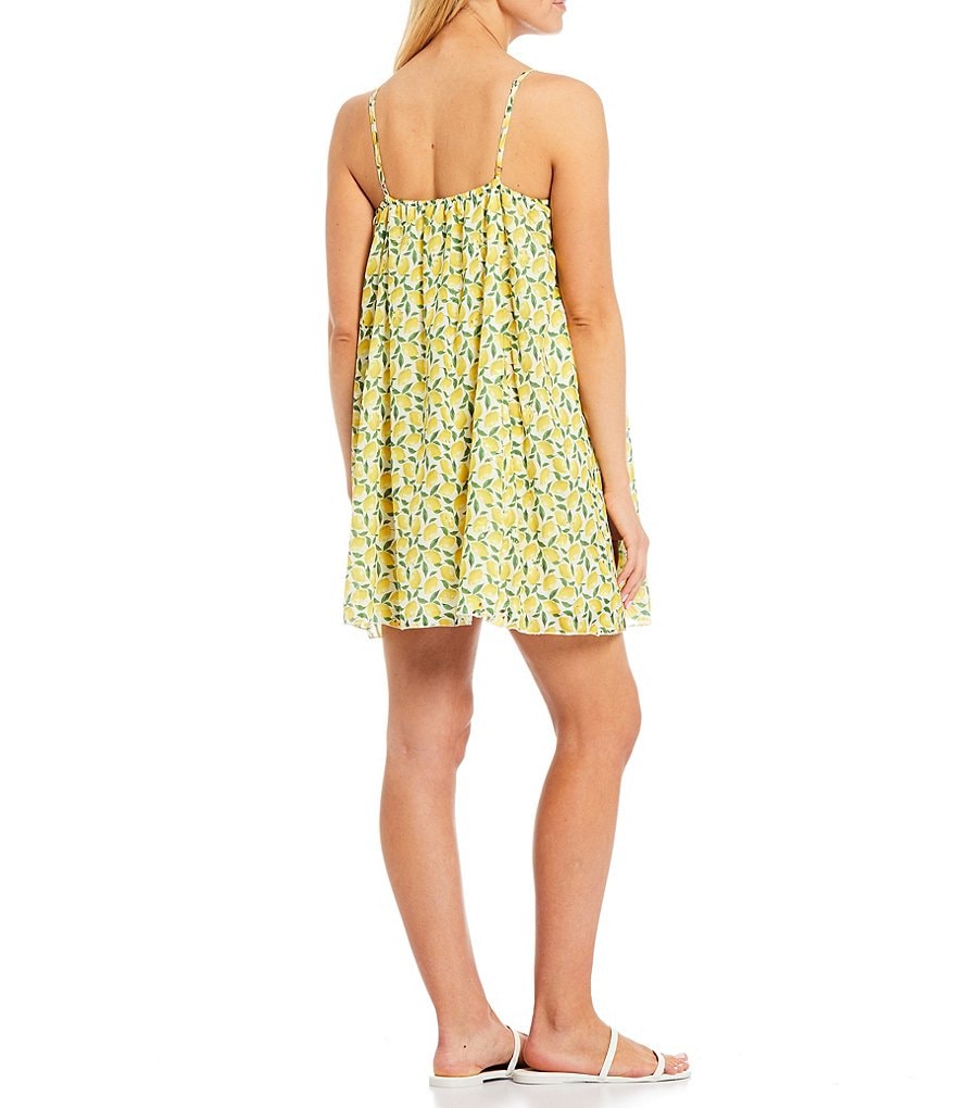 Gianni Bini Benny Lemon Print Eyelet Swing Dress