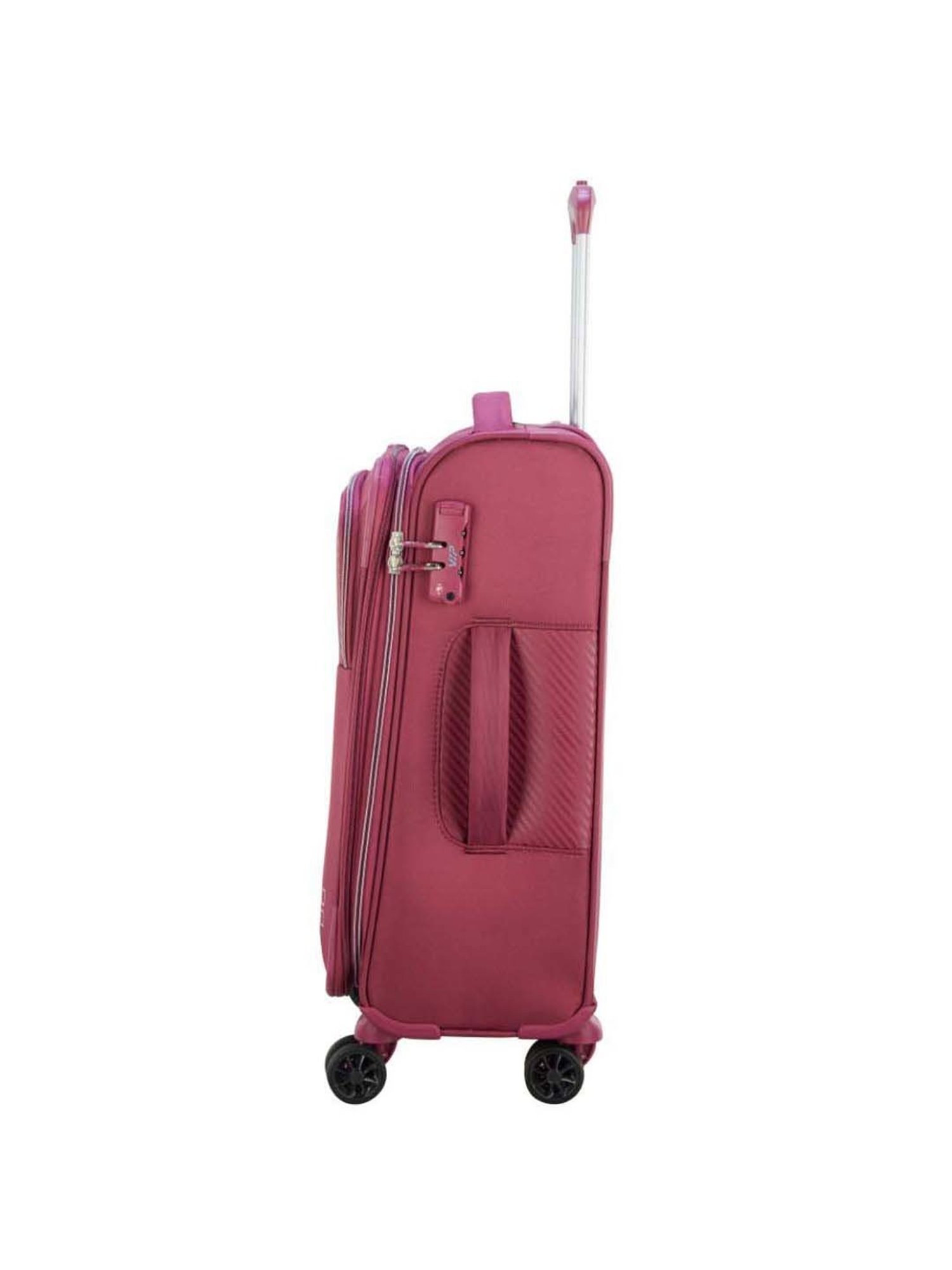 VIP Cardinal Str Exp Burgundy Striped Soft Cabin Trolley Bag - 39.5 cm