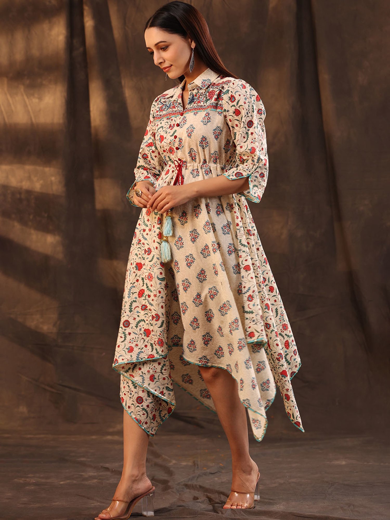 Saffron Threads Red Ethnic Dresses