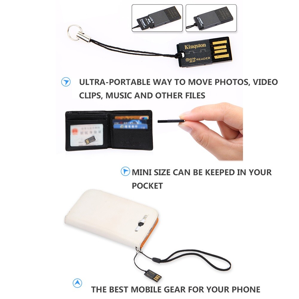 Kingston Portable USB 2.0 Card Reader Adapter for Micro SD Micro SDHC Micro SDXC