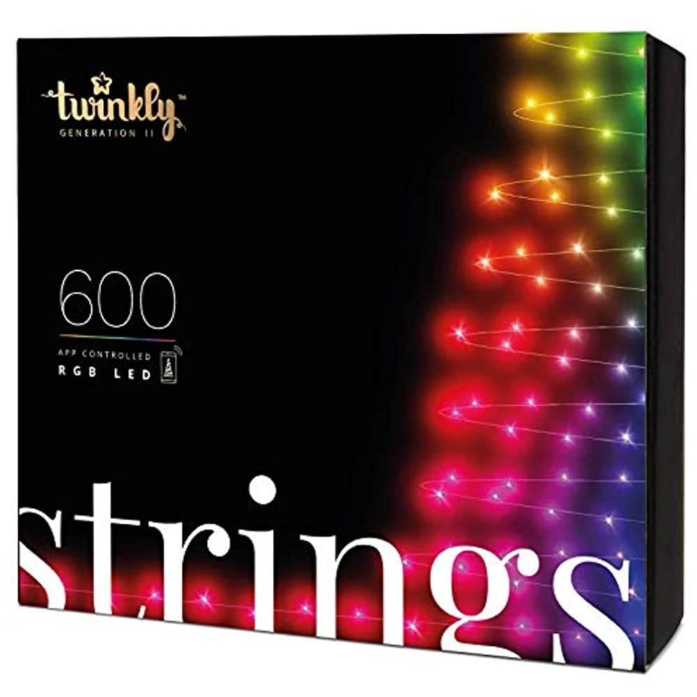 Twinkly App-Controlled Light String (157.5 ft) with 600 RGB Multicolor LEDs, Green Cable - Indoor/Outdoor Party Decorations - Generation II