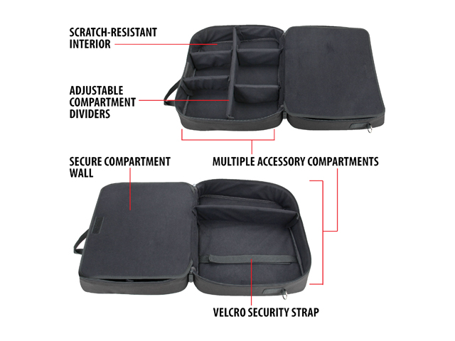 USA GEAR Console Carrying Case - Xbox and PlayStation Travel Bag. Water Resistant Exterior and Customizable Interior - Black