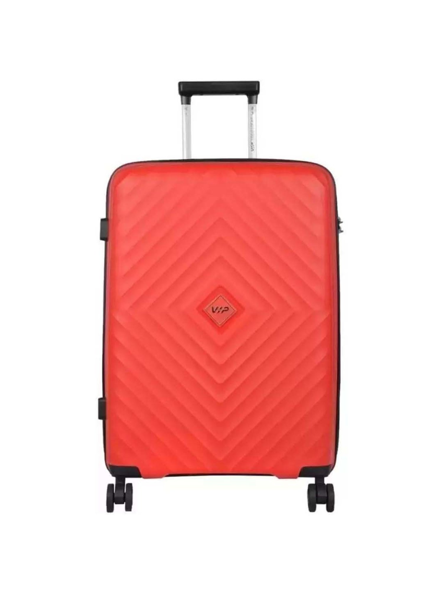 VIP Quad Red Textured Trolley Bag Pack of 3 - 53cms,63cms & 73cms