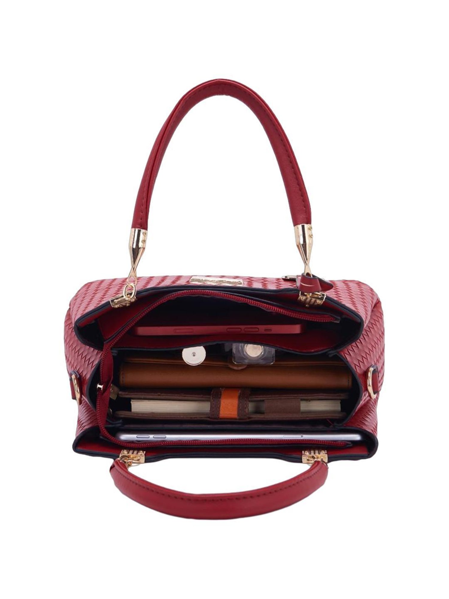 Pierre Cardin Red Textured Satchel Handbag