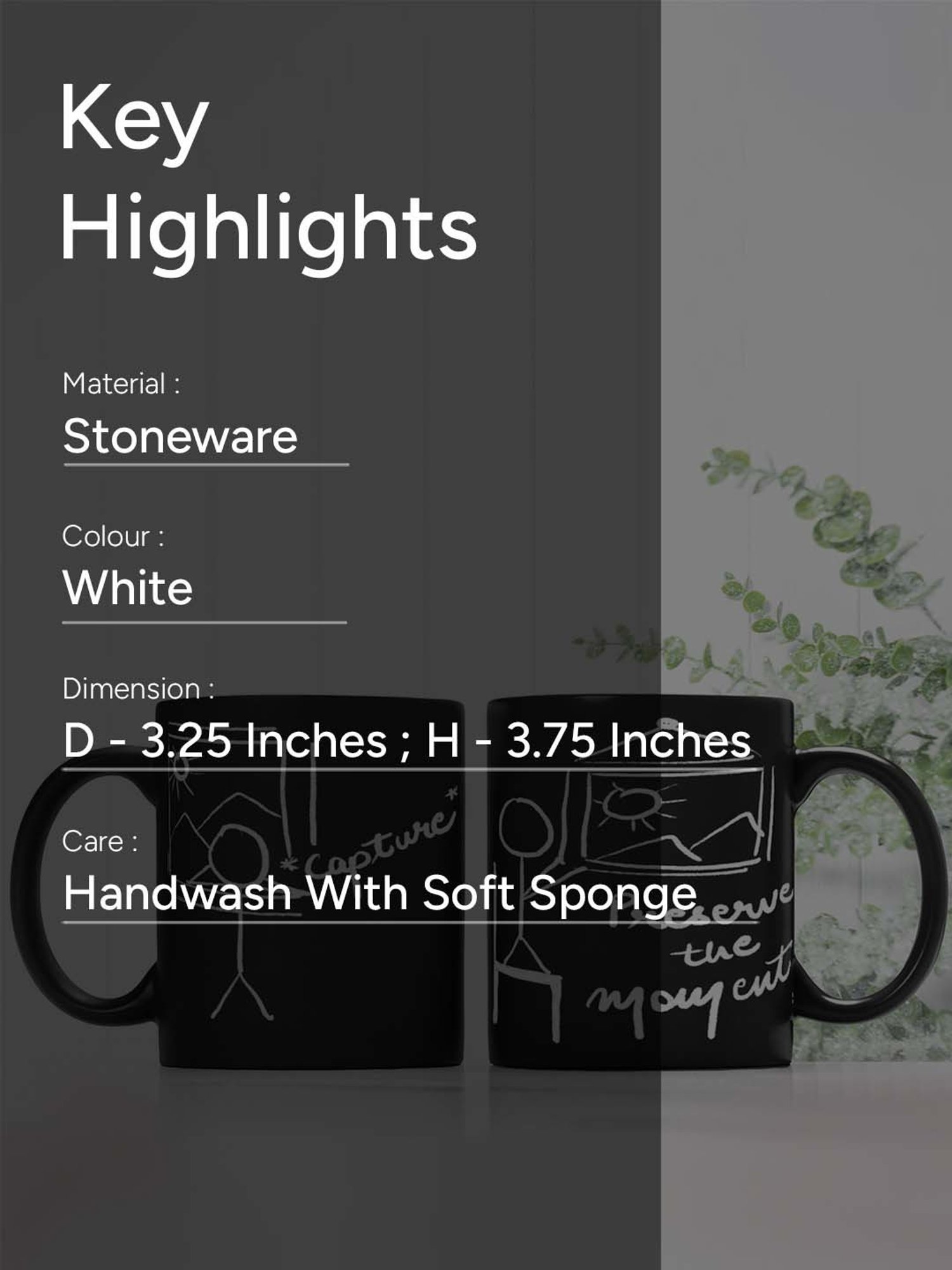 Nestroots Black Stoneware Noir Quote Brew Coffee Mug (0.325 L)