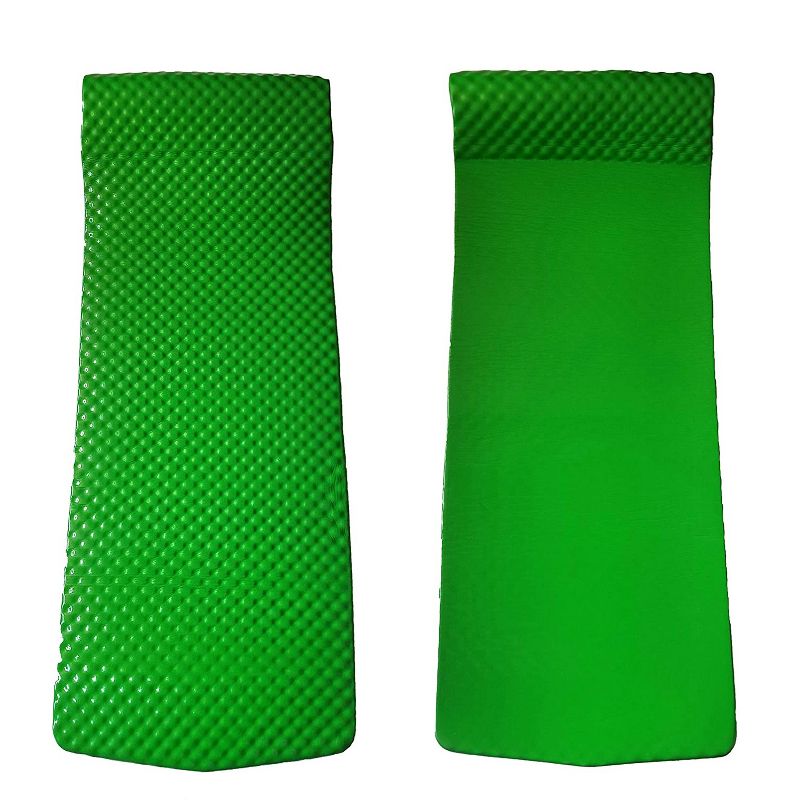 Vos 72 Inch Soft Wavy Foam Long Lasting UV Chlorine Resistant Water Pool Float Lounger Raft for Lakes, Rivers, and Open Water, Green