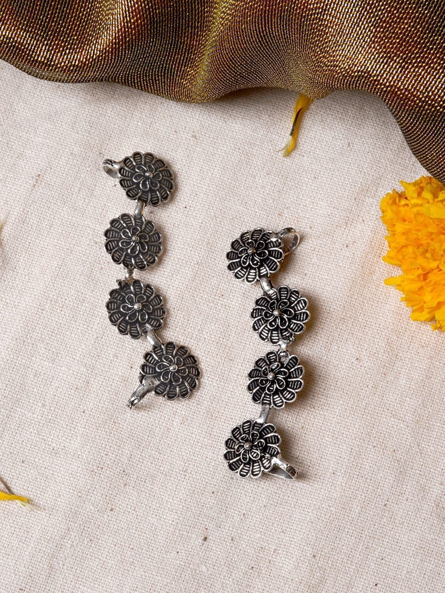 Teejh Ethnic Rashtri Silver Oxidized Ear Cuff Earrings