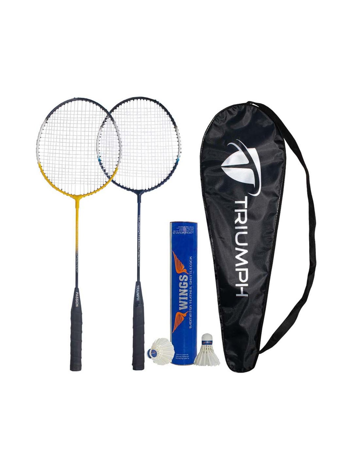 Triumph Multicolored Badminton Racquets with Shuttlecock for Adults (Set of 2)