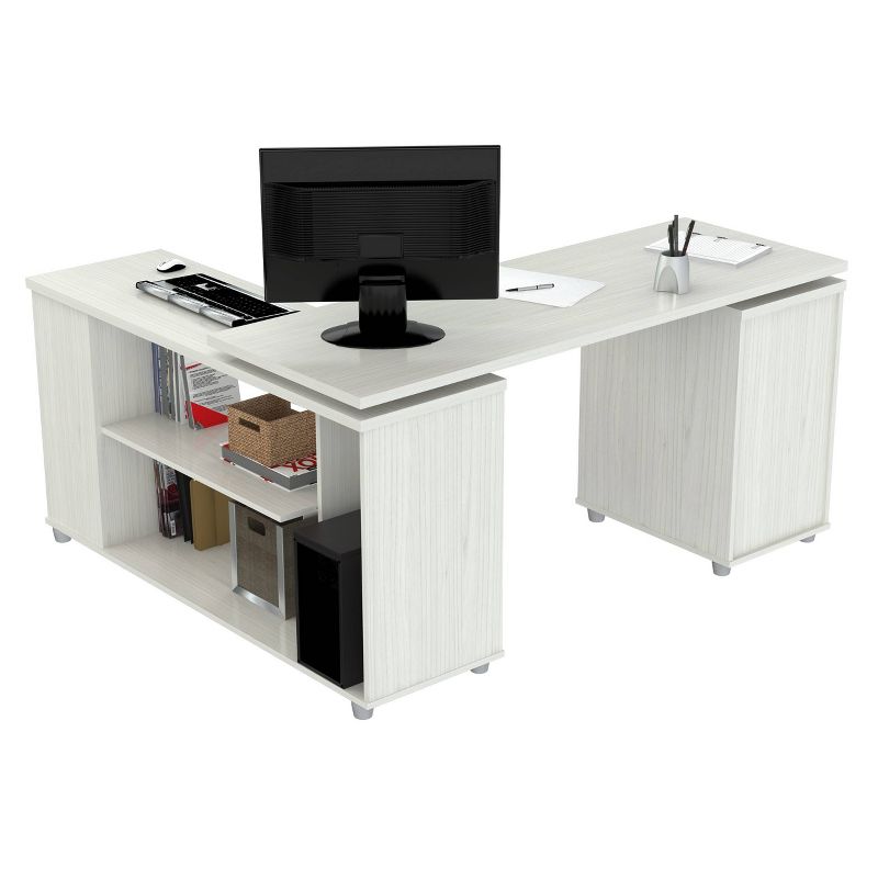 L Shaped Computer Work Station Washed Oak - Inval