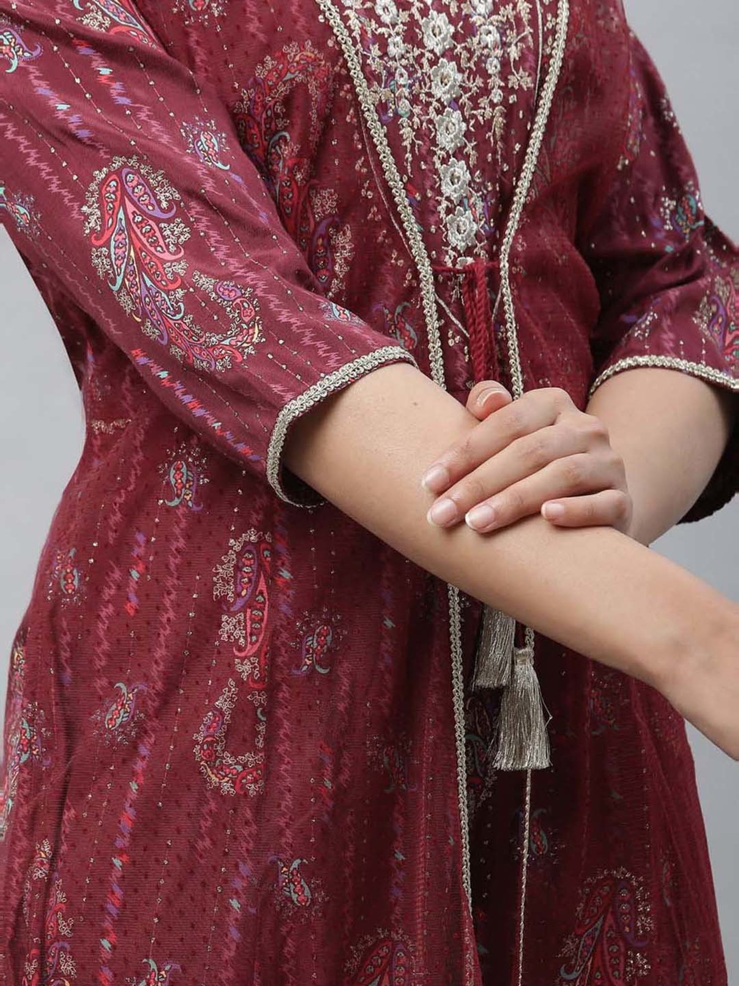 Aurelia Maroon Printed Jumpsuit