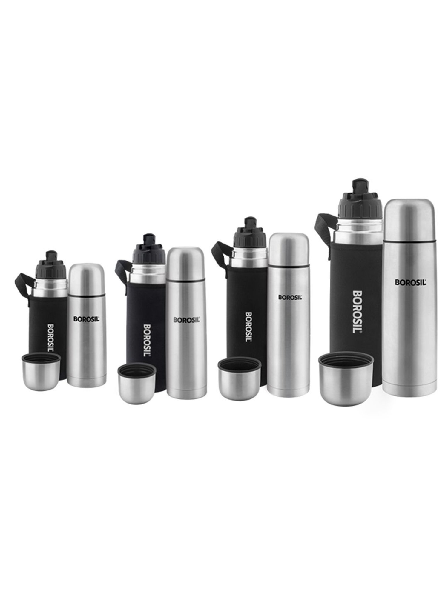 Borosil Silver Thermo Stainless Steel Flask - 500 ml