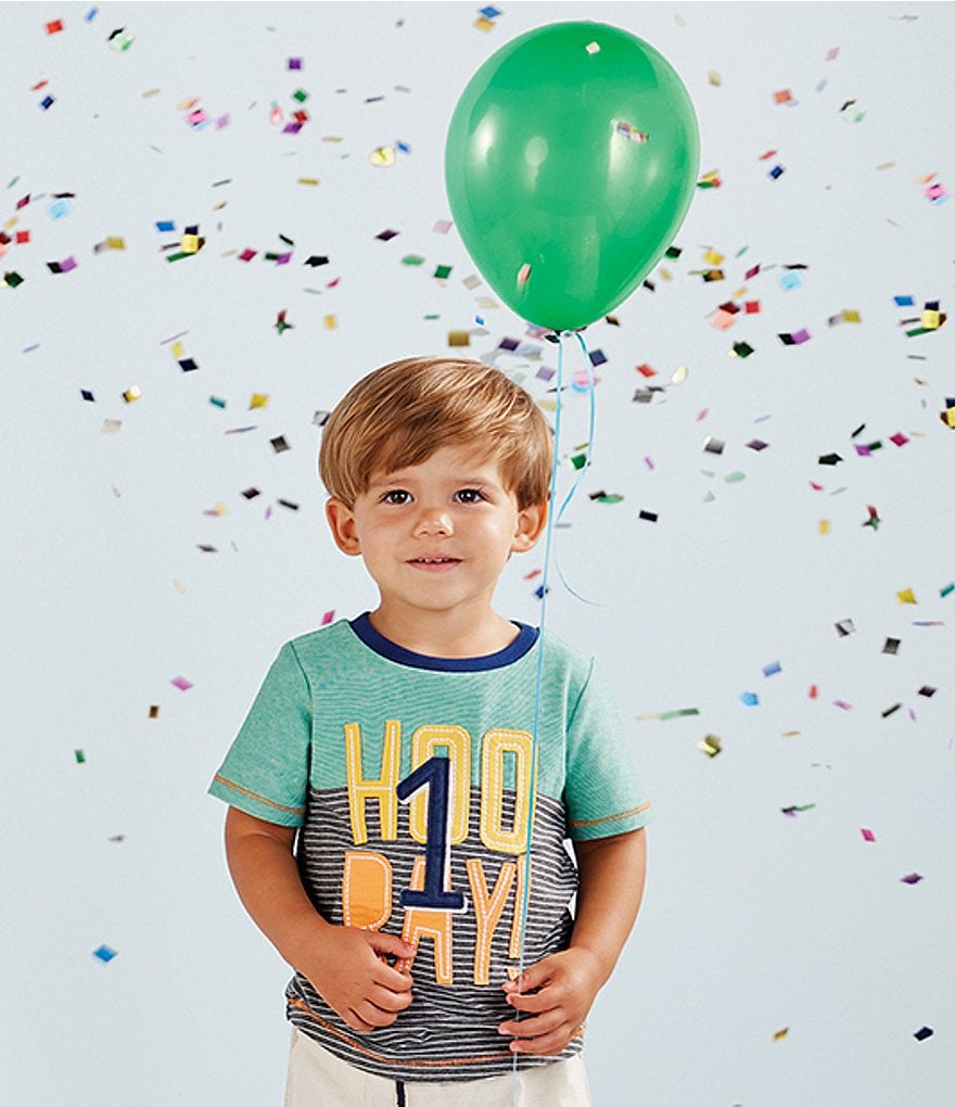 Mud Pie Baby Boys 12-18 Months Short-Sleeve 1st Birthday Hooray Tee