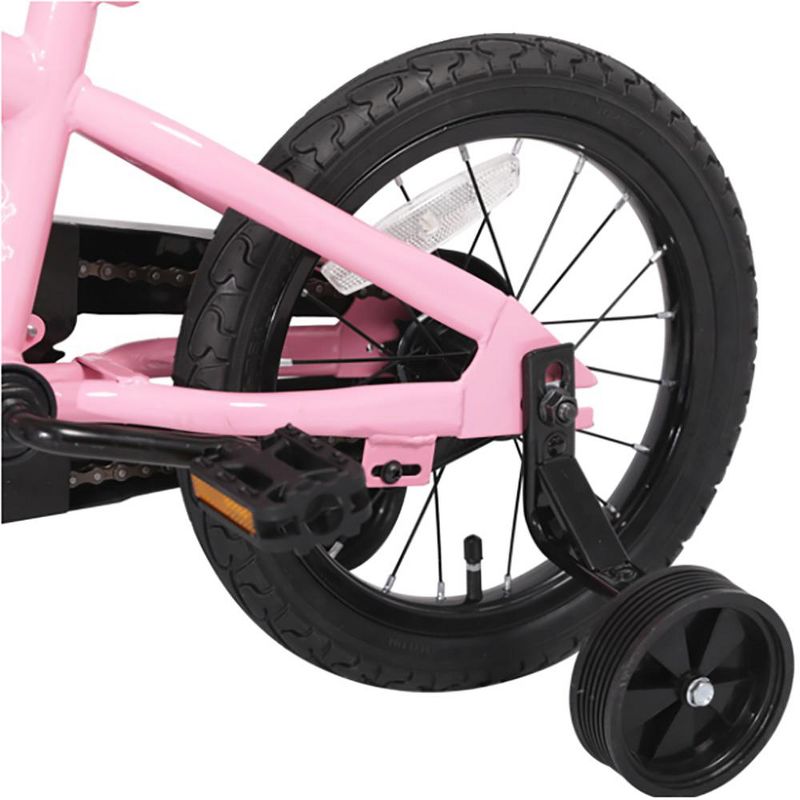 JOYSTAR Totem Series 16-Inch Ride-On Kids Bike with Coaster Braking, Training Wheels & Kickstand, Pink