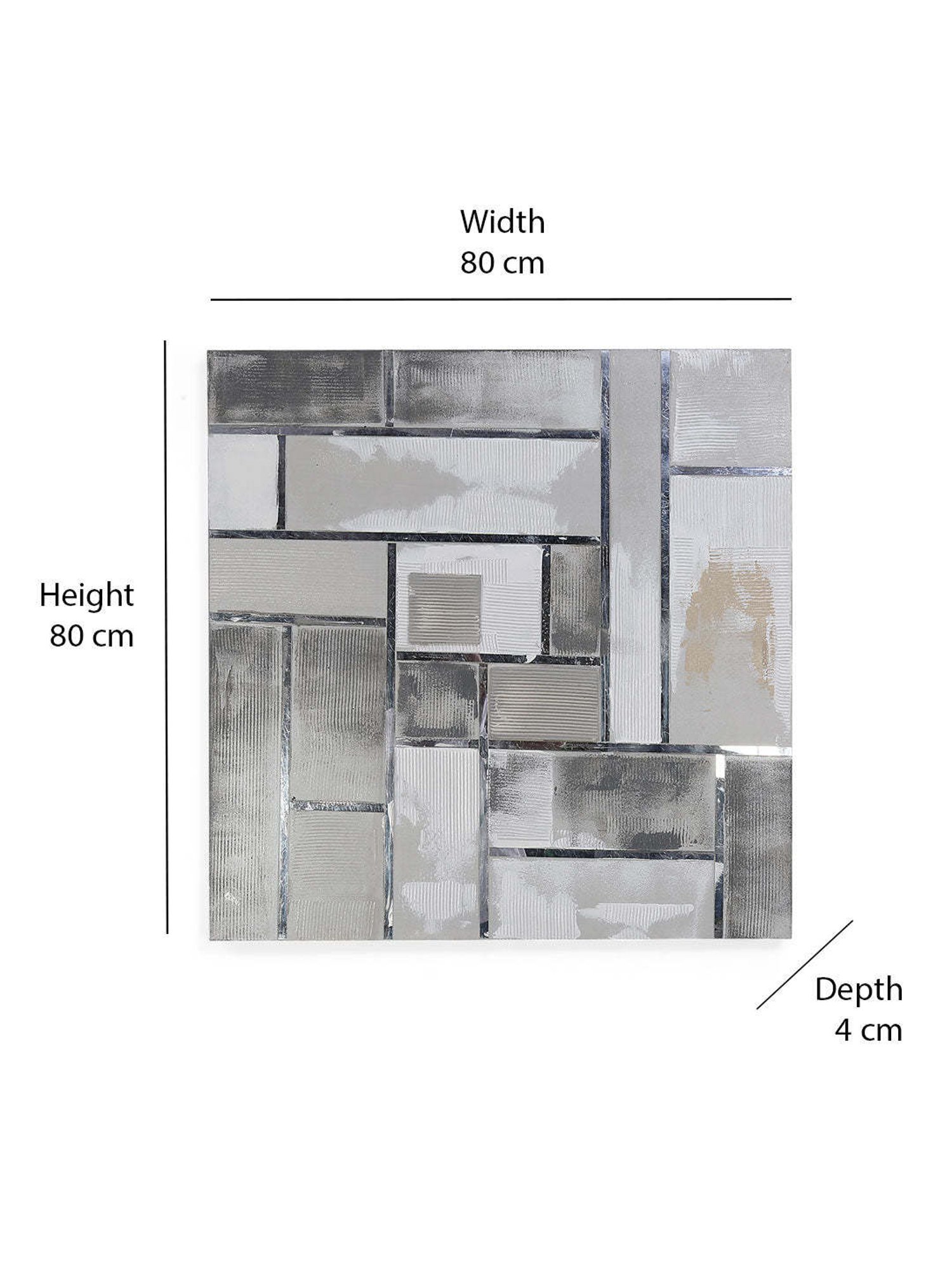 @home Silver Cloth Emboss Geometry Abstract Painting