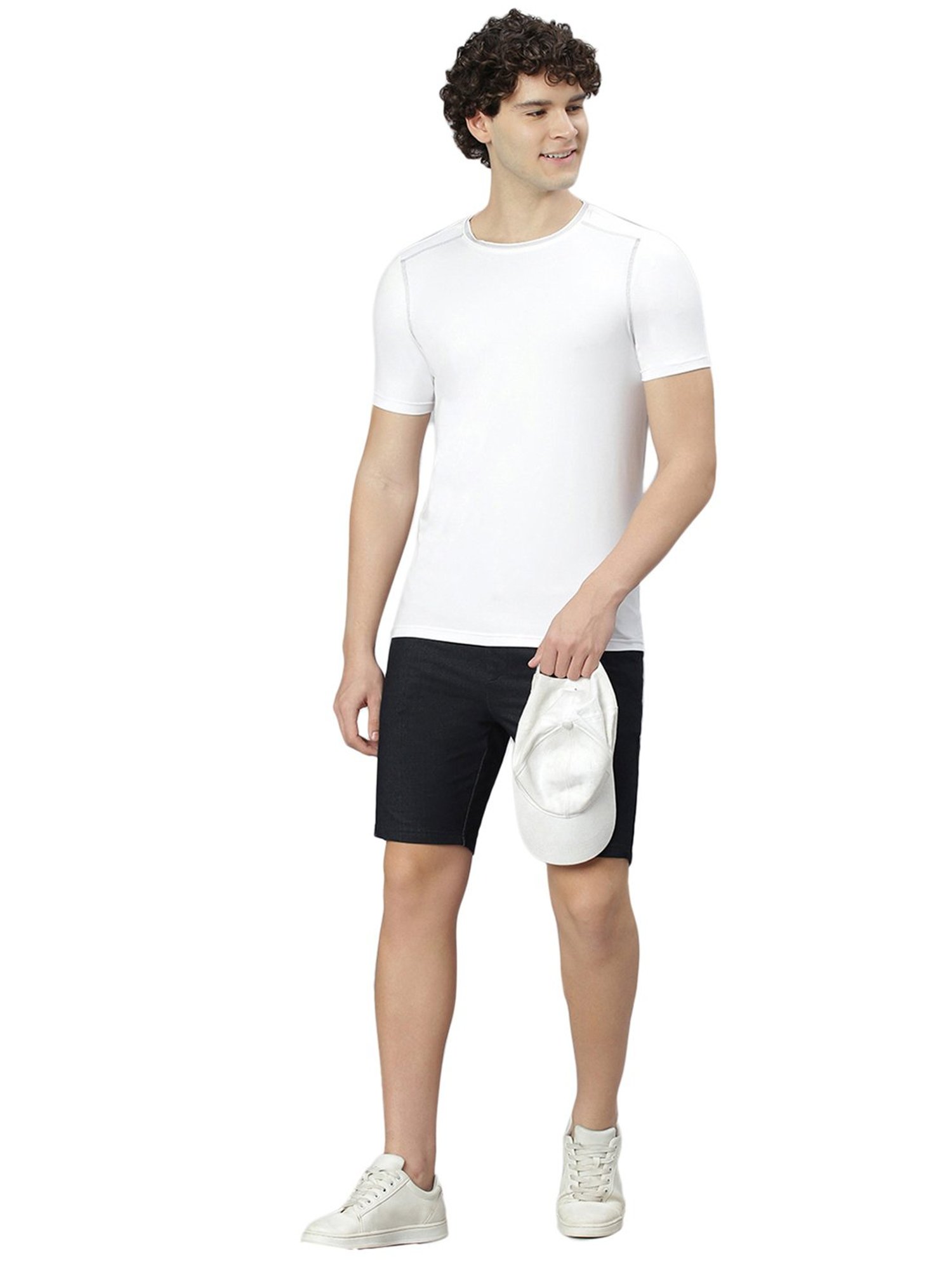 Slowave White Regular Fit Crew T-Shirt