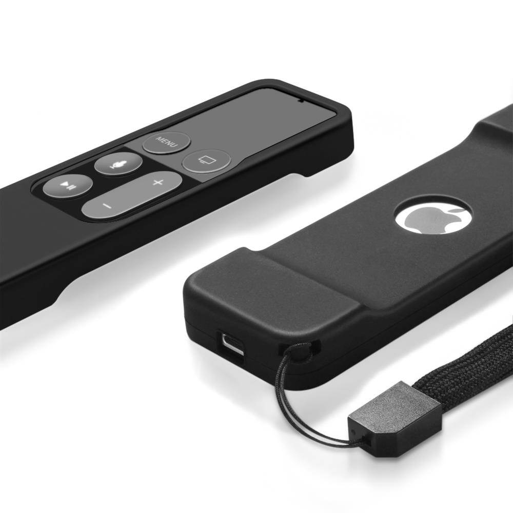 Apple TV 4K / 4th Remote Case (Black) - Protective Soft Silicone Case Cover Skin for New Apple TV 4th Generation 64GB/32GB Siri Remote Control Controller with Lanyard Handle Strap