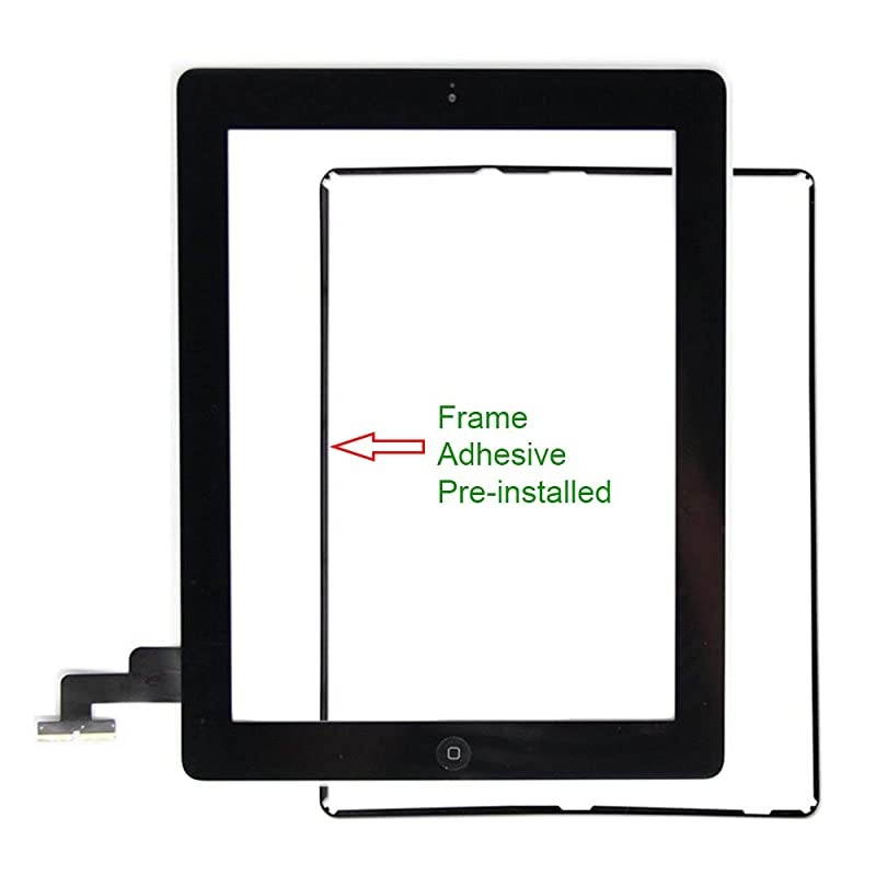 White Screen Replacemenfor iPad 2 A1395 A1396 A1397,iPad2 Touch Screen Digitizer FronGlass Assembly -Includes Home Button +Camera Holder+ PreInstalled Adhesive +Tools Kit