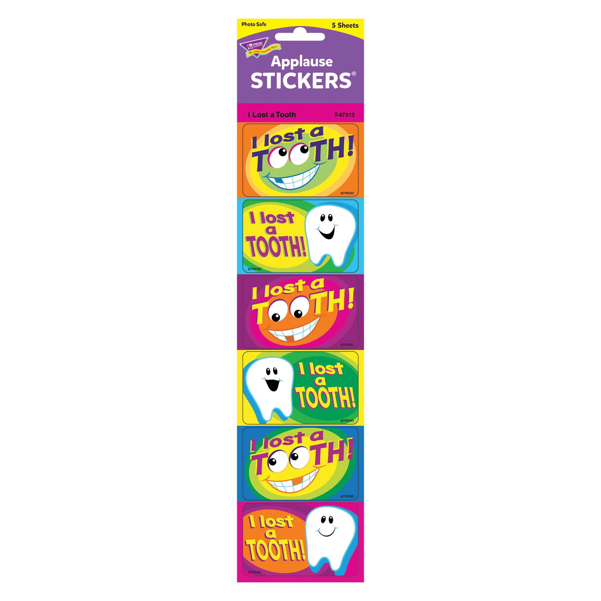 TREND ENTERPRISES INC. T-47313 APPLAUSE STICKERS I LOST A TOOTH