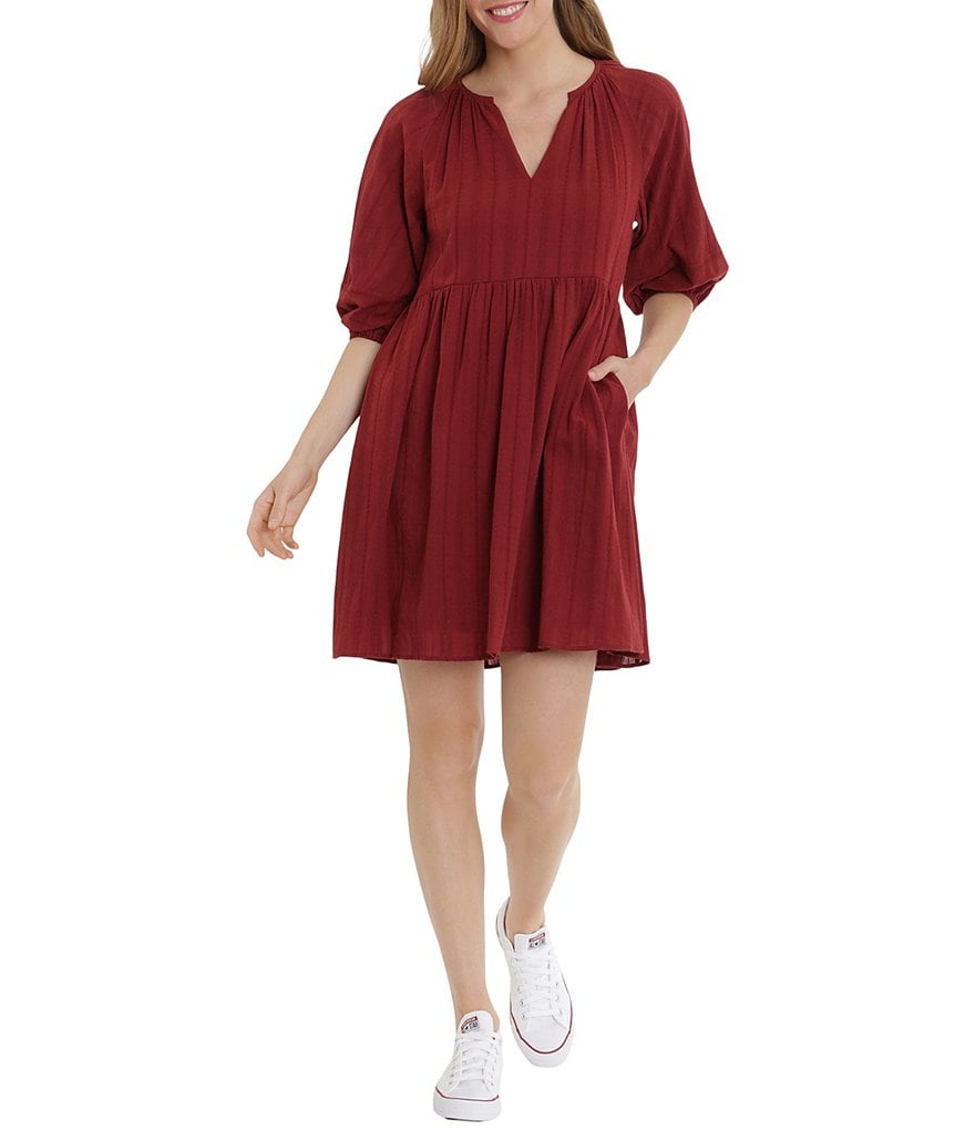 Jkara Petite Size V-Neck 3/4 Sleeve Beaded Bodice Gown