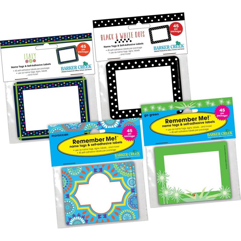 4pk 45ea Peaceful Thoughts Remember Me! Self-Adhesive Name Tag Labels - Barker Creek