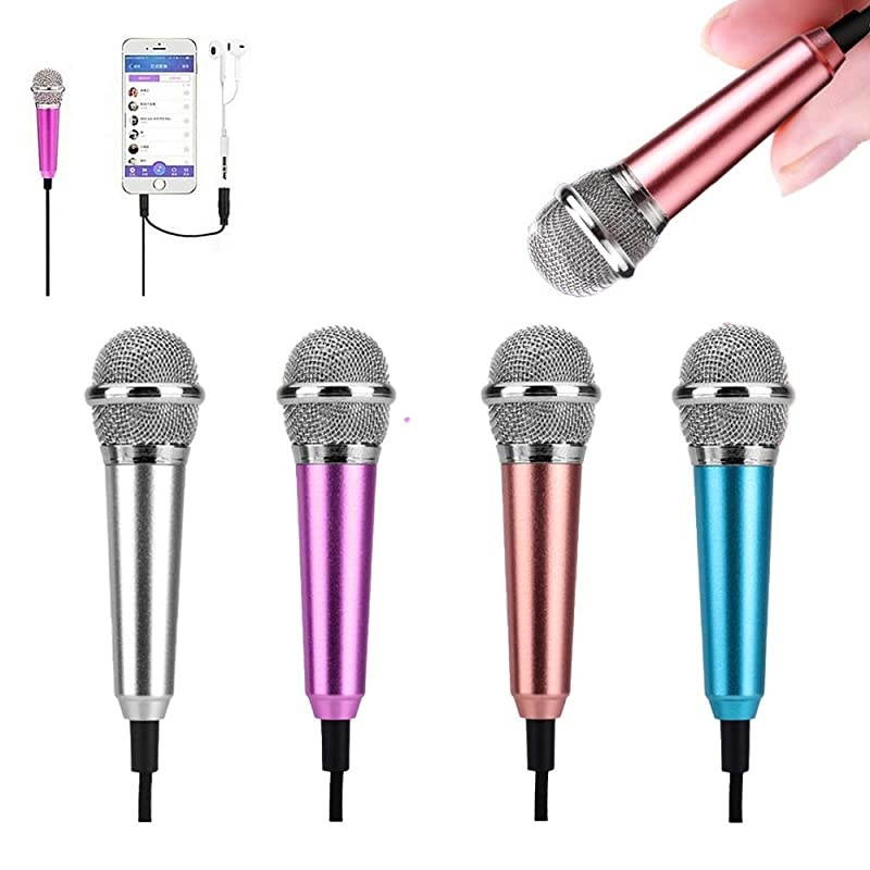 Microphone Portable VocalInstrument Microphone for Mobile Phone Laptop Notebook Apple iPhone Samsung AndroidRose Gold