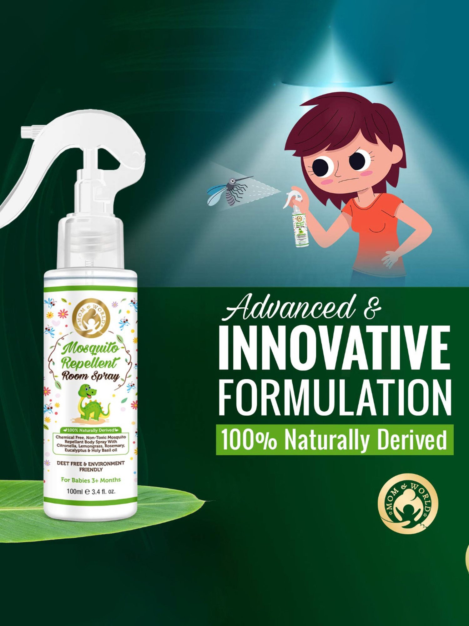 Mom & World Baby Mosquito Repellent Room Spray - 100 ml